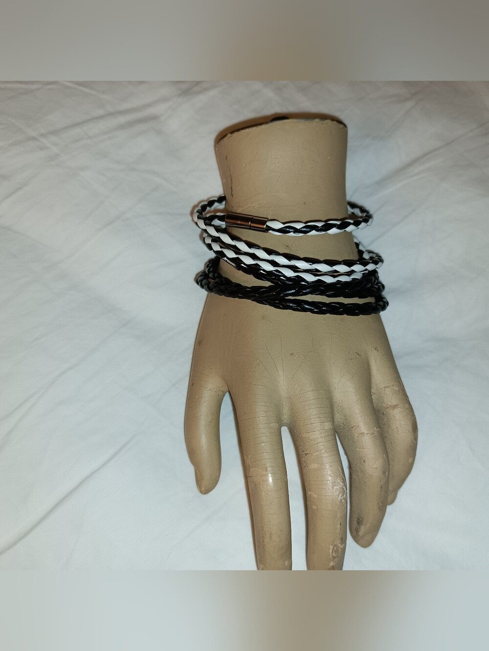 Set Of 2 Braided Cord Multi-Wear Wrap Bracelets Choker Necklace Magnetic Closure